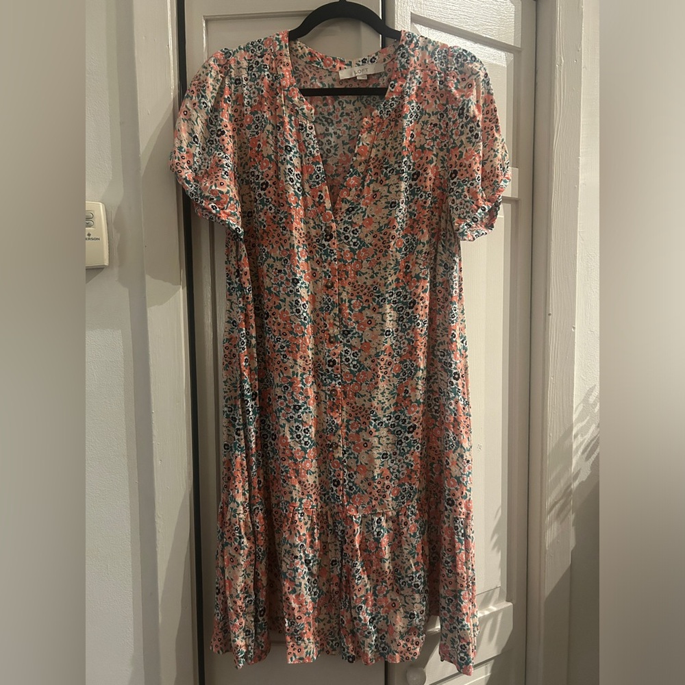 Floral drop hem dress
